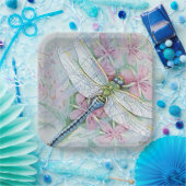 Assiettes En Carton "libellule blanche"  (Fête)