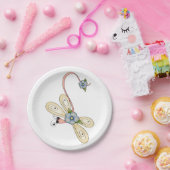 Assiettes En Carton libellule de fleurs (Fête)