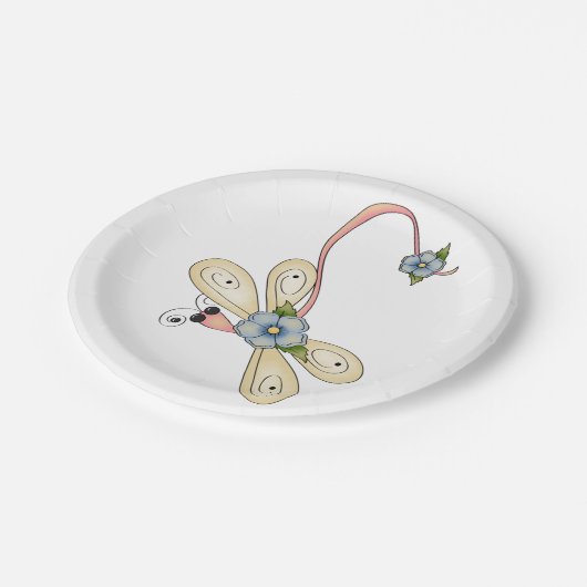 Assiettes En Carton libellule de fleurs (Angle)
