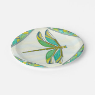 Assiettes En Carton Libellule en pastel lumineuse par fuite de Vanna