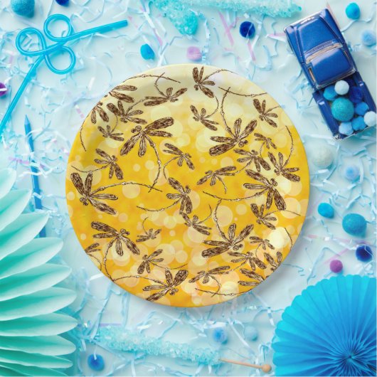 Assiettes En Carton Libellule Soleil (Fête)