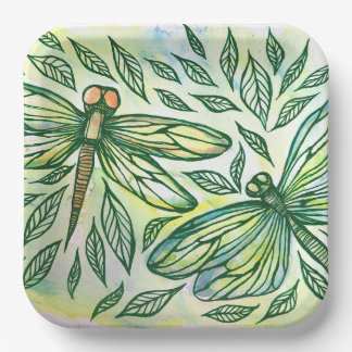 Assiettes En Carton Libellules Vertes Amoureux des Libellules