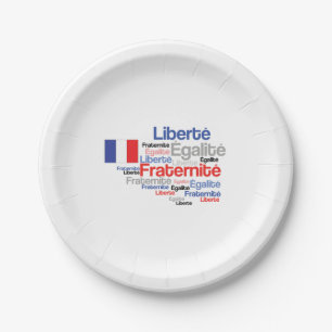 Assiettes En Carton Liberté, Égalité, Fraternité - drapeau frança