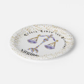 Assiettes En Carton Libra design 1er anniversaire & Gold Confetti (Angle)