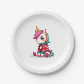 Assiettes En Carton Licorne avec Sweat de Noël Filles Licorne Chris