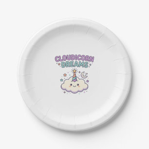 Assiettes En Carton Licorne Cloudicorn Rêves Tendance Graphique Tee De