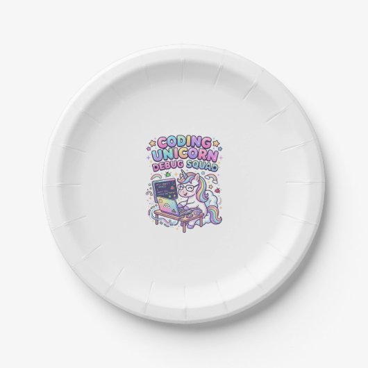 Assiettes En Carton Licorne Coding Licorne Debug Squad Marché Charmant (Devant)