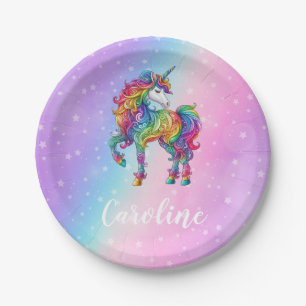 Assiettes En Carton licorne colorée magique