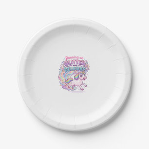 Assiettes En Carton Licorne courant sur Brillant et Illusion Charmant