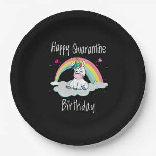 Assiettes En Carton Licorne d'anniversaire de quarantaine arc-en-ciel