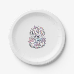 Assiettes En Carton Licorne Dans Mon Ère De Magie Douce Typographie Lu