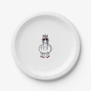 Assiettes En Carton Licorne Doigt D'honneur Drôle Magique Offensant Gr