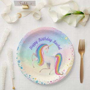 Assiettes En Carton Licorne Fantastique Colorée