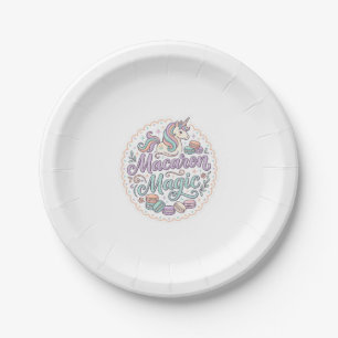 Assiettes En Carton Licorne Macaron Magie T-Shirt Fantaisiste Design_1