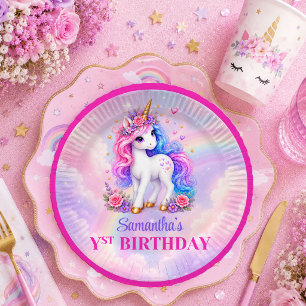 Assiettes En Carton Licorne Magique Tendance Fille Anniversaire Fête P