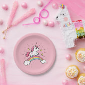 Assiettes En Carton Licorne mignonne sur une conception d'arc-en-ciel (Fête)