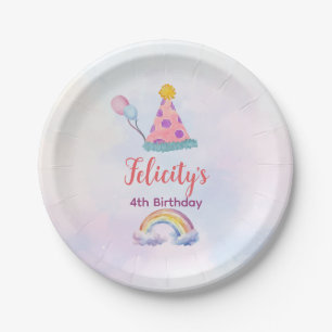 Assiettes En Carton Licorne Pastel Arc-en-Ciel Anniversaire Tout Âge 