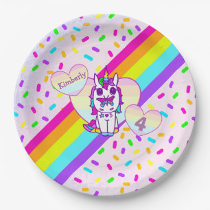 Assiettes En Carton Licorne personnalisée, Arc-en-ciel et Papillon