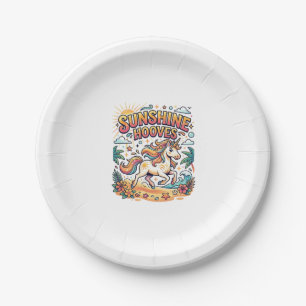 Assiettes En Carton Licorne Sunshine Sabots Autocollant Commercial et