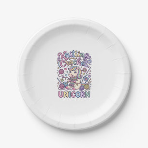 Assiettes En Carton Licorne Tricot Crochet Licorne Charmant Fond Blanc