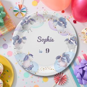 Assiettes En Carton licornes de fantaisie magique anniversaire enfants