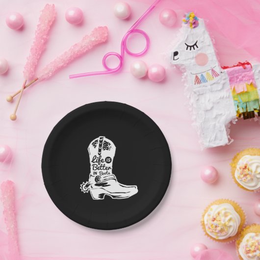 Assiettes En Carton life is better in boots (Fête)