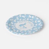 Assiettes En Carton Light Blue And White Bunny Pattern Happy Easter (Angle)