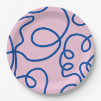 Ligne Abstraite Art Rétro Rose Et Bleu