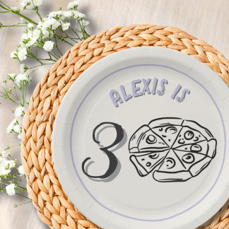 Assiettes En Carton Ligne Art Light Purple Milestone Anniversaire Pers