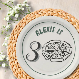 Assiettes En Carton Ligne Art Sage Vert Personnalisé Milestone Anniver