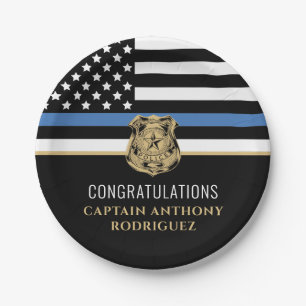 Assiettes En Carton Ligne Bleue Mince Police Police Retraite