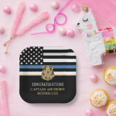 Assiettes En Carton Ligne Bleue Mince Police Police Retraite (Fête)