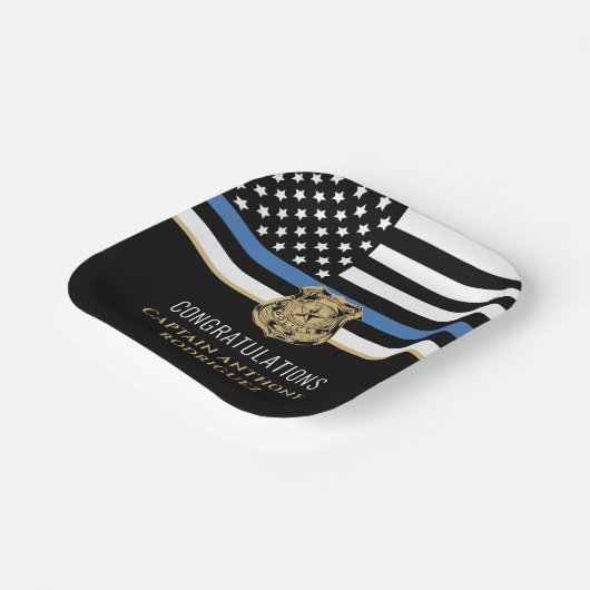 Assiettes En Carton Ligne Bleue Mince Police Police Retraite (Angulaire)