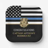 Assiettes En Carton Ligne Bleue Mince Police Police Retraite (Recto)