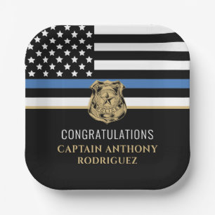 Assiettes En Carton Ligne Bleue Mince Police Police Retraite