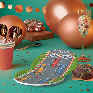 Assiettes En Carton Ligne d'arrivée des voitures de course