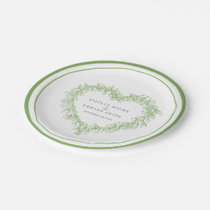 Assiettes En Carton Ligne de Mistletoe vert blanc mariage d'hiver