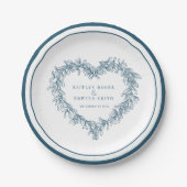 Assiettes En Carton Ligne Mistletoe art bleu blanc mariage d'hiver (Devant)