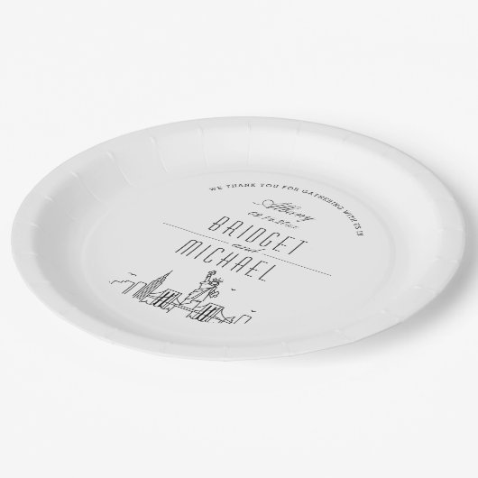 Assiettes En Carton Ligne Skyline New York City Deco | Événement maria (Angle)