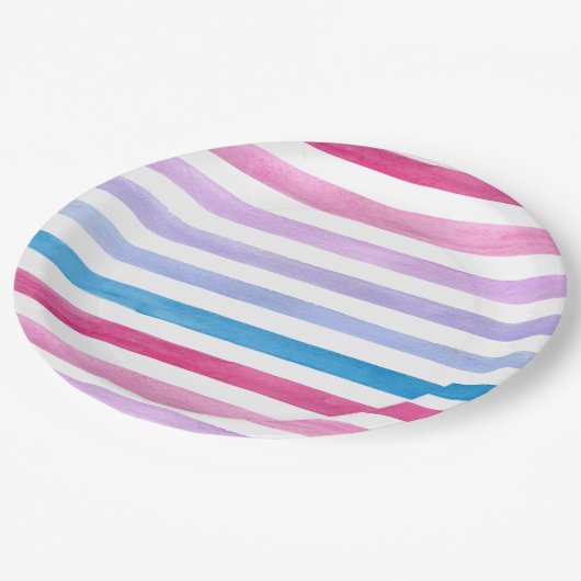 Assiettes En Carton Lignes colorées (Angle)