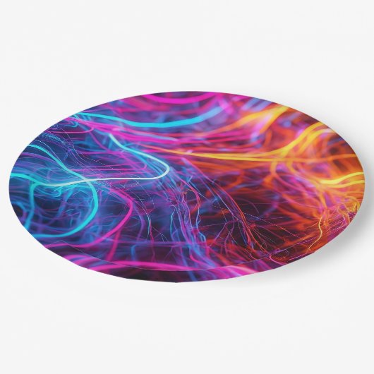 Assiettes En Carton Lignes de néon (Angle)