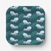 Assiettes En Carton Lignes Du Motif Octopus (Recto)