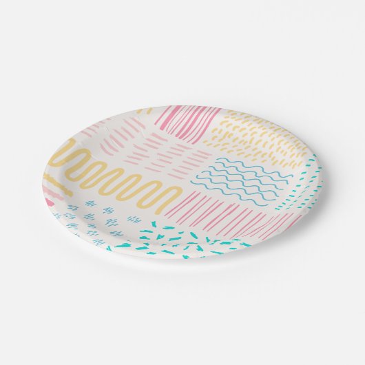 Assiettes En Carton Lignes motifs (Angle)