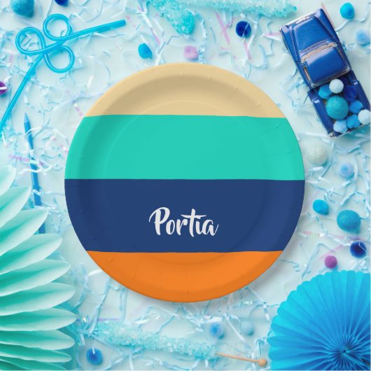 Assiettes En Carton Lignes multicolores à motif (Fête)