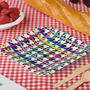 Assiettes En Carton Lignes Multicolores Sur La Conception De Houndstoo