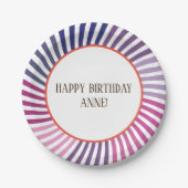 Assiettes En Carton Lignes pourpres, Hippie, Personnalisé, Plaques de (Devant)