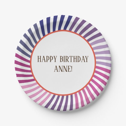 Assiettes En Carton Lignes pourpres, Hippie, Personnalisé, Plaques de (Devant)