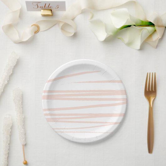 Assiettes En Carton Lignes rose vif modernes Art Abstrait (Mariage)