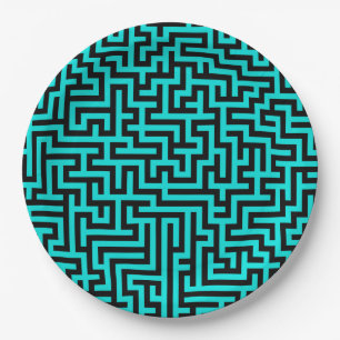 Assiettes En Carton Lignes turquoise de Maze noir