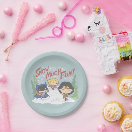 Assiettes En Carton Ligue de Justice Chibi Snowball combat (Fête)